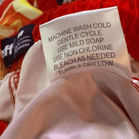 Neff Men's Hotdog Print Drawstring Swim Trunks Red Yellow Size Medium - Picture 4 of 9